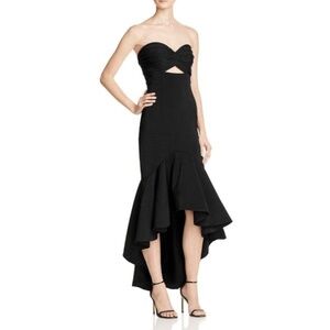 Jarlo Strapless High/Low Flounce Gown Black